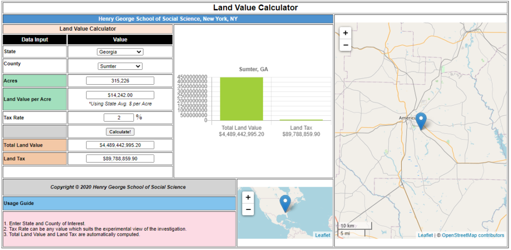 Figure 3 – Scenario 3 – Completing the Land Tax Calculation for Sumter County Georgia
