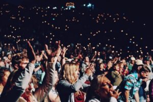 Stadium concert crowd