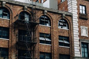 Brick apartment building